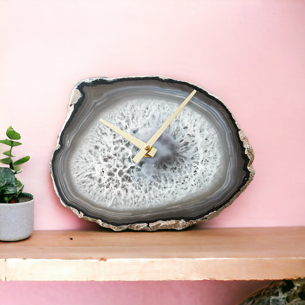 9-Inch Gray Agate Wall Clock