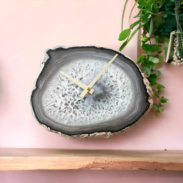 9-Inch Gray Agate Wall Clock