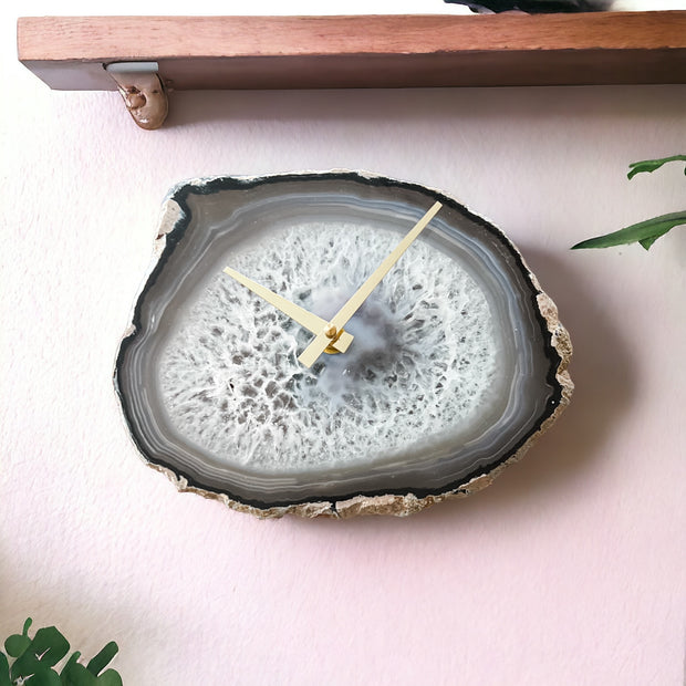 9-Inch Gray Agate Wall Clock