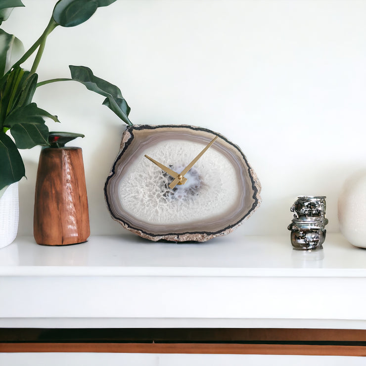 9-Inch Natural Agate Wall Clock (Ready to Ship)