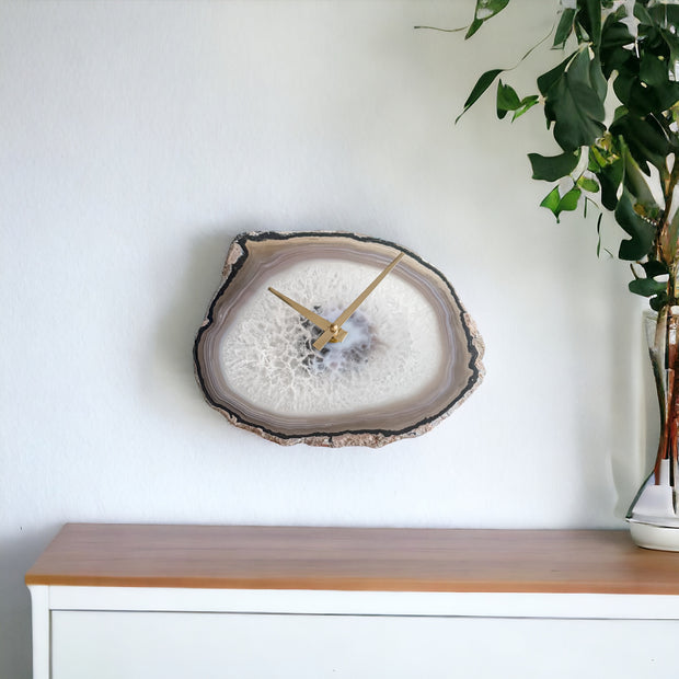 9-Inch Natural Agate Wall Clock (Ready to Ship)