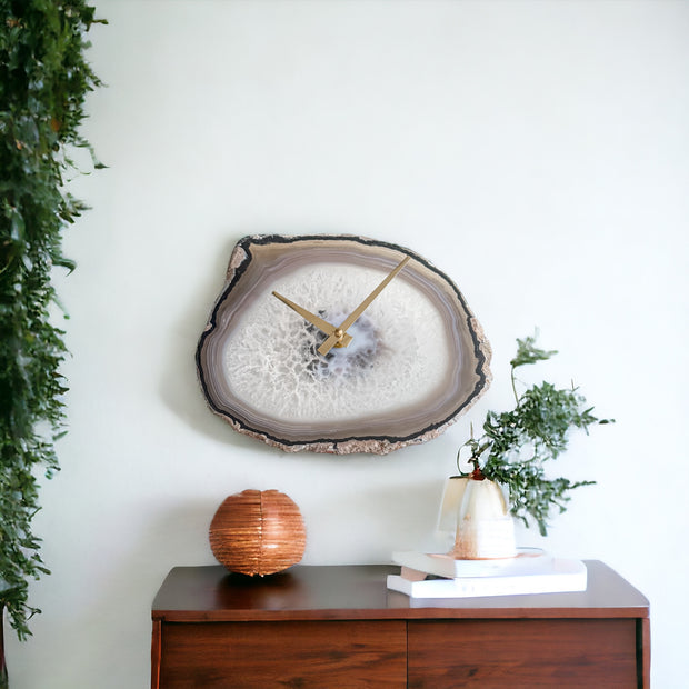 9-Inch Natural Agate Wall Clock (Ready to Ship)