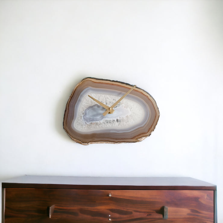 9-Inch Natural/Gray Agate Wall Clock (Ready to Ship)