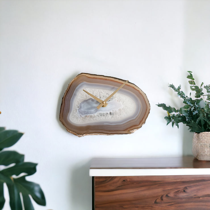 9-Inch Natural/Gray Agate Wall Clock (Ready to Ship)