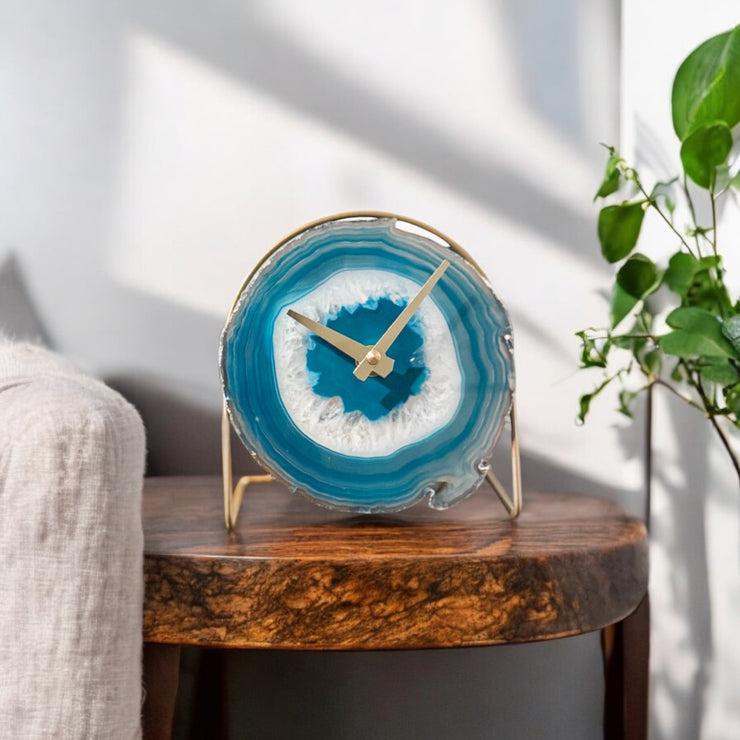 Teal Artisan Agate Clock (Choose Slice)