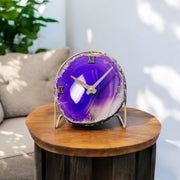 Purple Artisan Agate Clock (Choose Slice)