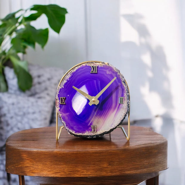 Purple Artisan Agate Clock (Choose Slice)