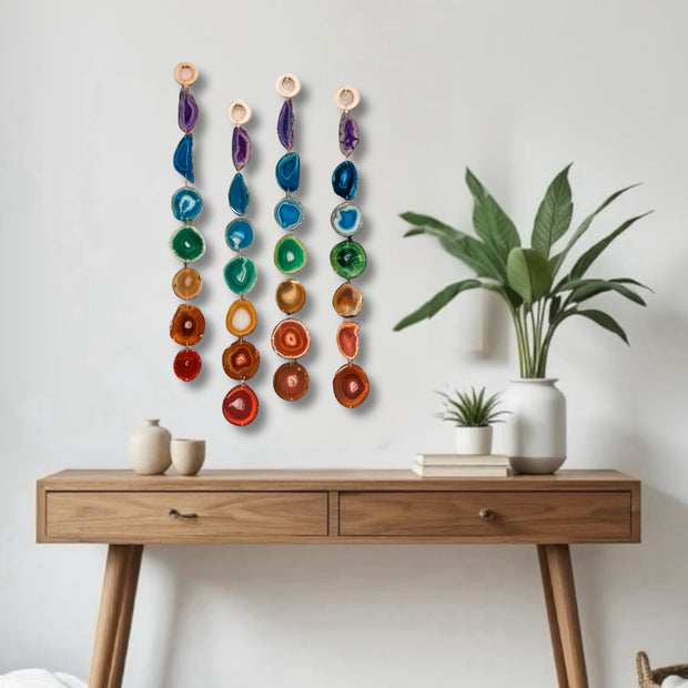 Chakra Agate Minimalist Garland – Handcrafted Boho Wall Hanging