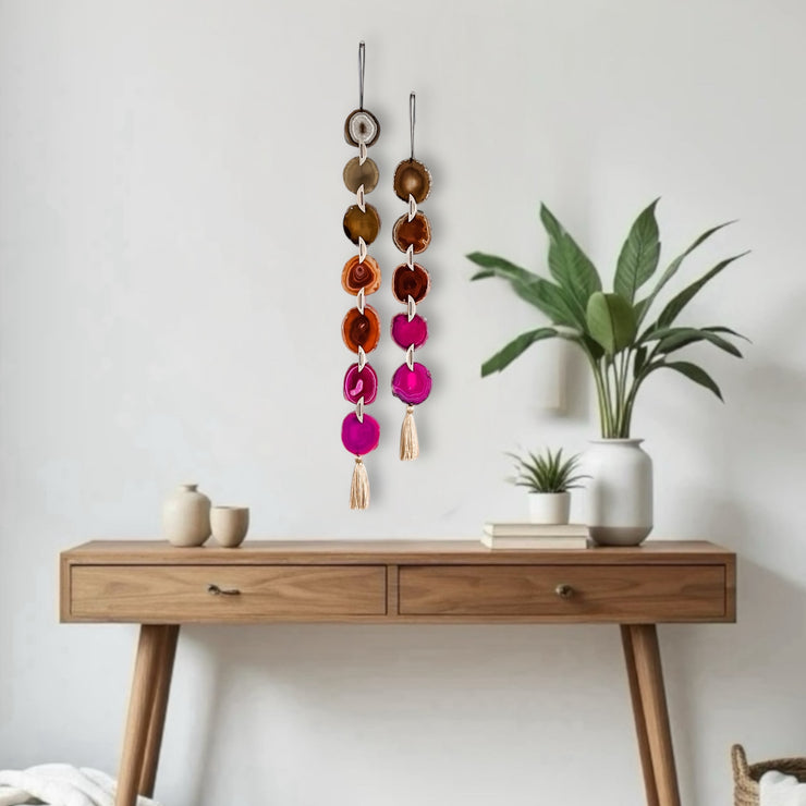 Sunset Ombre Agate Garland – Handcrafted Boho Wall Hanging (Multiple Sizes)