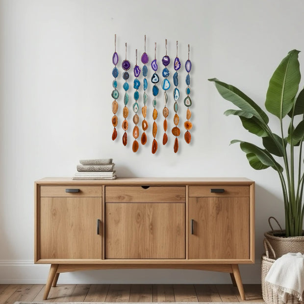 Petite Chakra Agate Garland – Handcrafted Boho Wall Hanging