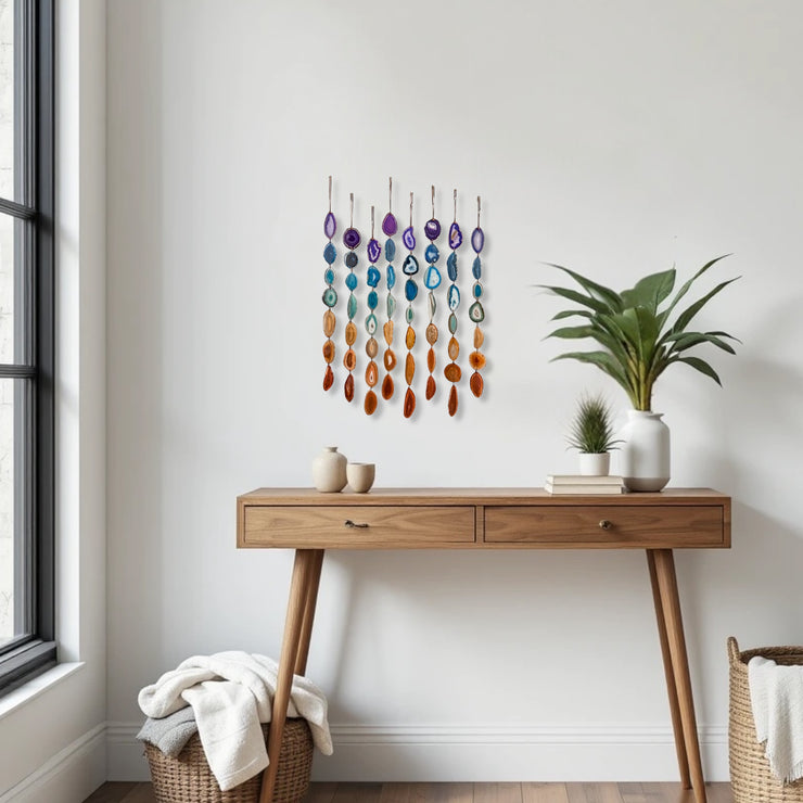 Petite Chakra Agate Garland – Handcrafted Boho Wall Hanging