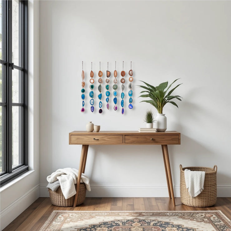 Petite Rainbow Agate Garland – Handcrafted Boho Wall Hanging