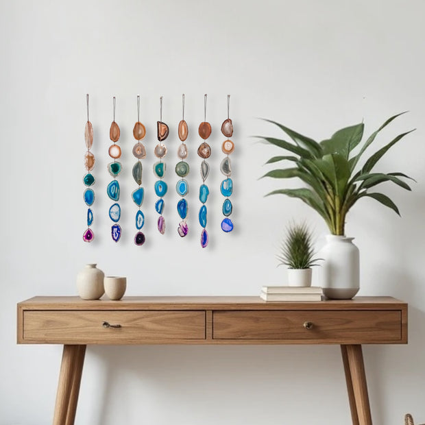 Petite Rainbow Agate Garland – Handcrafted Boho Wall Hanging