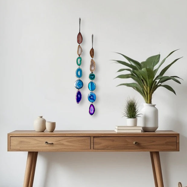 Petite Rainbow Agate Garland – Handcrafted Boho Wall Hanging