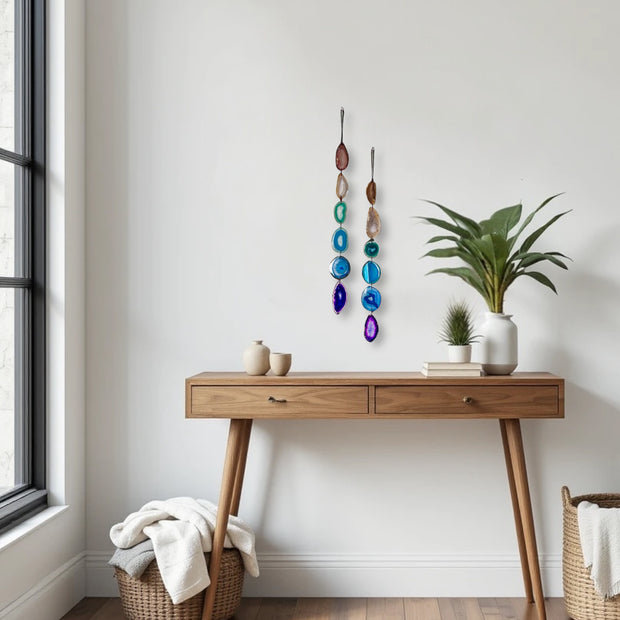 Petite Rainbow Agate Garland – Handcrafted Boho Wall Hanging