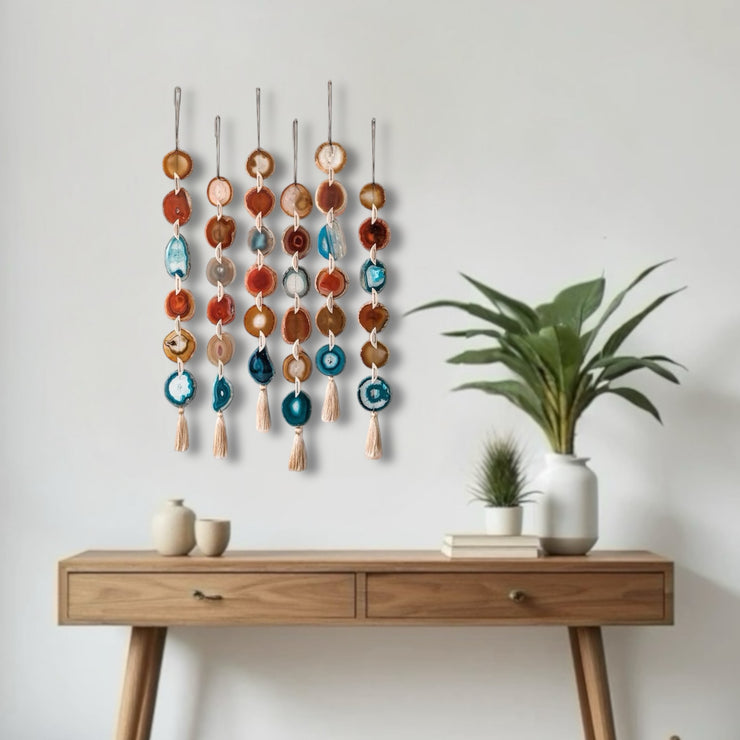 Bohemian Agate Garland – Handcrafted Boho Wall Hanging