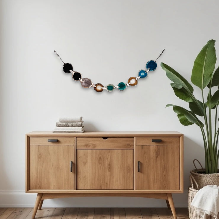 Boho Horizontal Agate Garland - Handcrafted Wall Hanging