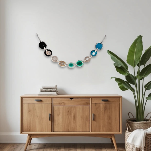 Boho Horizontal Agate Garland - Handcrafted Wall Hanging