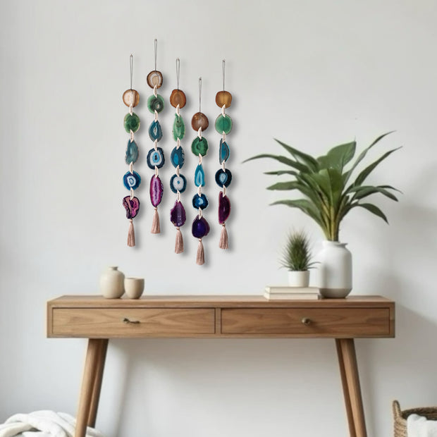 Enchanted Elements Agate Garland - Handcrafted Boho Wall Hanging