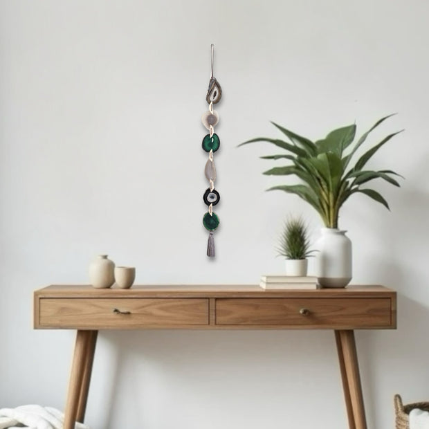 Forest Glam Agate Garland – Handcrafted Woodland Wall Hanging