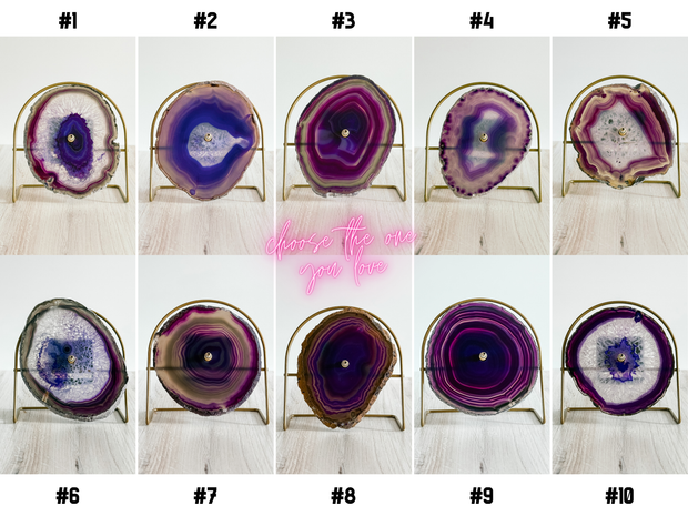 Purple Artisan Agate Clock (Choose Slice)