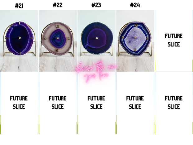 Purple Artisan Agate Clock (Choose Slice)