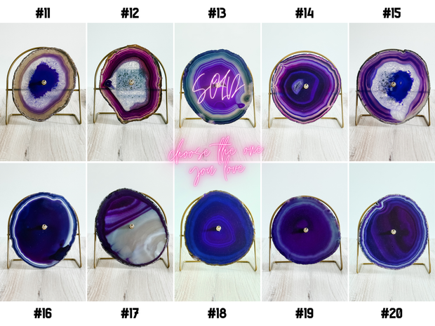 Purple Artisan Agate Clock (Choose Slice)