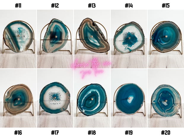 Teal Agate Desk Clock – Handcrafted Artisan Timepiece (Choose Slice)