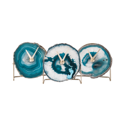 Brilliant Collection | Teal/Aqua Agate Desk Clock rts face options Mod North & Co.