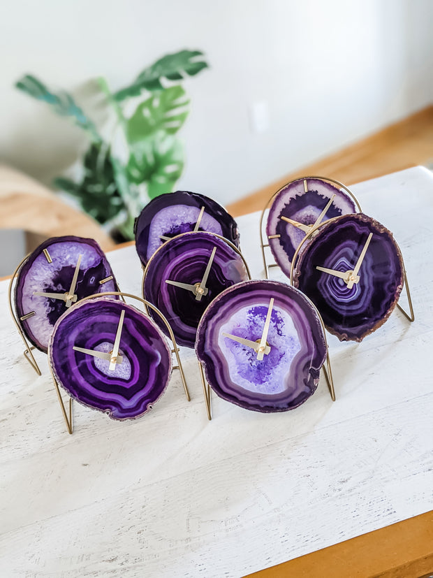 Royal Collection | Amethyst/Purple Agate Desk Clock rts face options Mod North & Co.